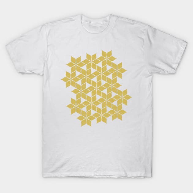 Geometric Pattern Yellow on Yellow T-Shirt by FAROSSTUDIO